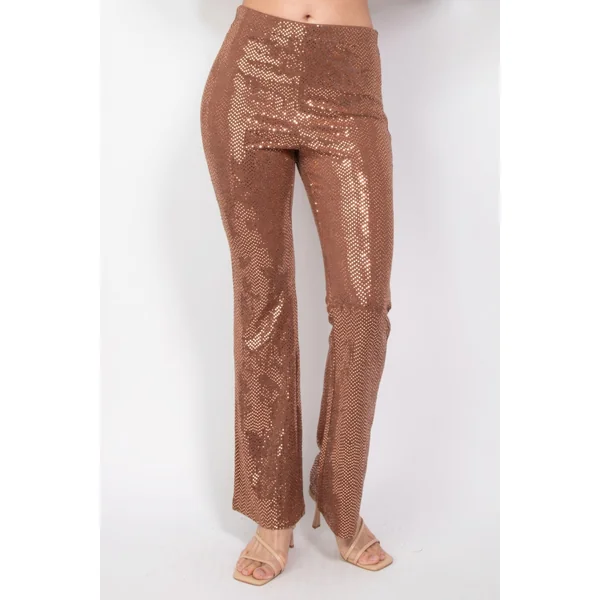Sequined Fit & Flare Midrise Pants