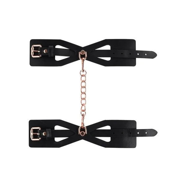 Sex and Mischief Brat Handcuffs – Black/Rose Gold