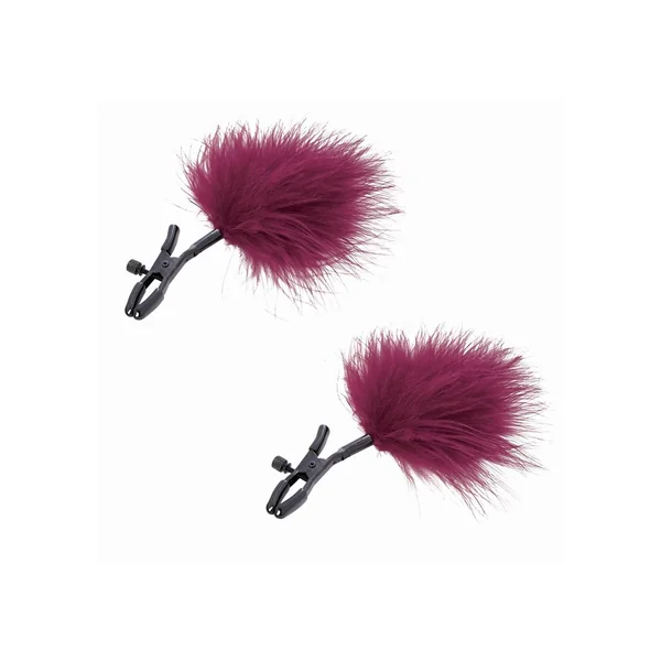 Sex and Mischief Enchanted Feather Nipple Clamps – Red/Black