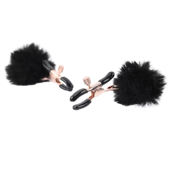 Sex and Mischief Faux Fur Nipple Clamps - Black