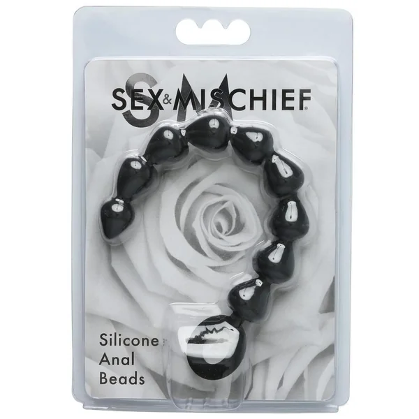 Sex And Mischief Silicone Anal Beads Black 9 Inches
