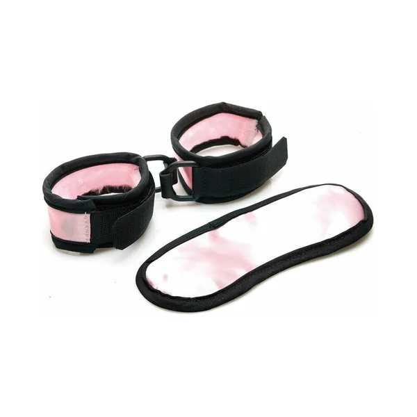 Sex Kitten Mask & Cuff Set Pink/Black