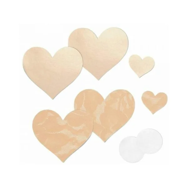Sexy Accessories: Nippies Basic Creme Hearts Pasties Size B