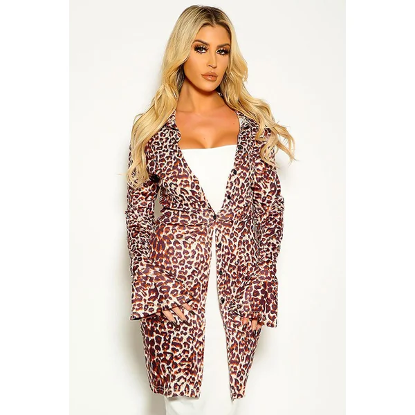 Sexy Leopard Button Up Flared Sleeves Bodycon Mini Dress