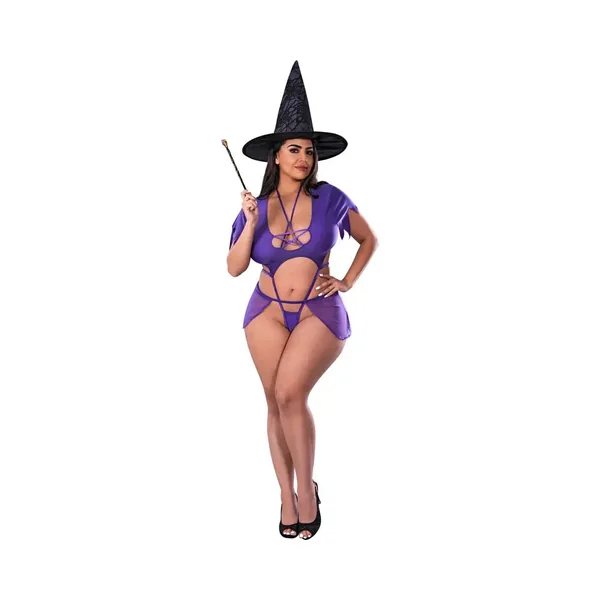 Sexy Plus Size Witch Costume Charmed Costume Purple Queen Size