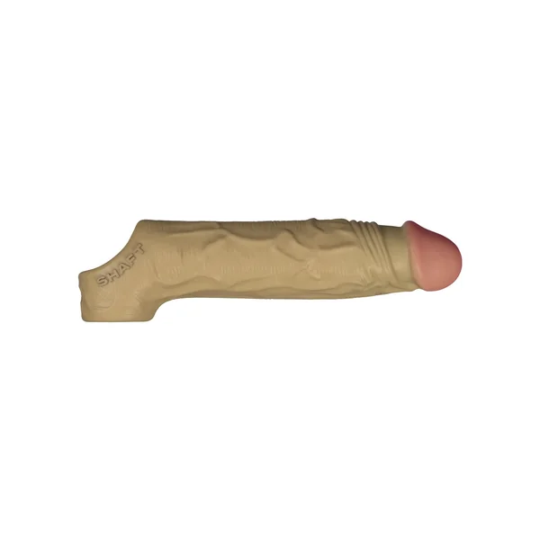 Shaft Flexskin Liquid Silicone 7.8" Vibrating Sheath - Oak