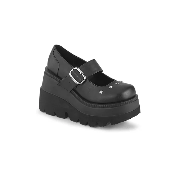 SHAKER-23 Mary Jane | Black Faux Leather