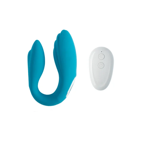 Share Satisfaction – Gaia Remote Controlled Couples Vibrator – Light Blue