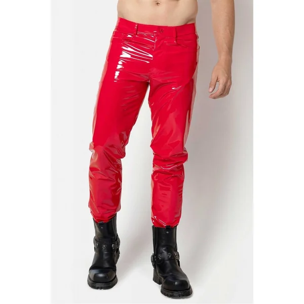 SHAWN Hot Red Vinyl Trousers