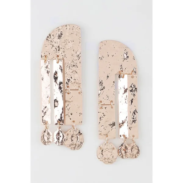 Shiny Hammered Drop Earrings
