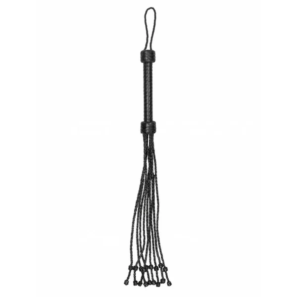 Short Leather Braided Flogger - Black