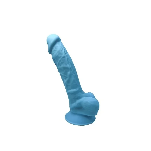 SilexD 7 inch Realistic Silicone Dual Density Dildo with Suction Cup and Balls Blue