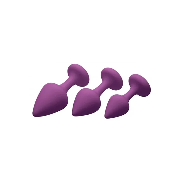 Silicone Anal Plug Training Set – 3 Petite Plugs in Purple
