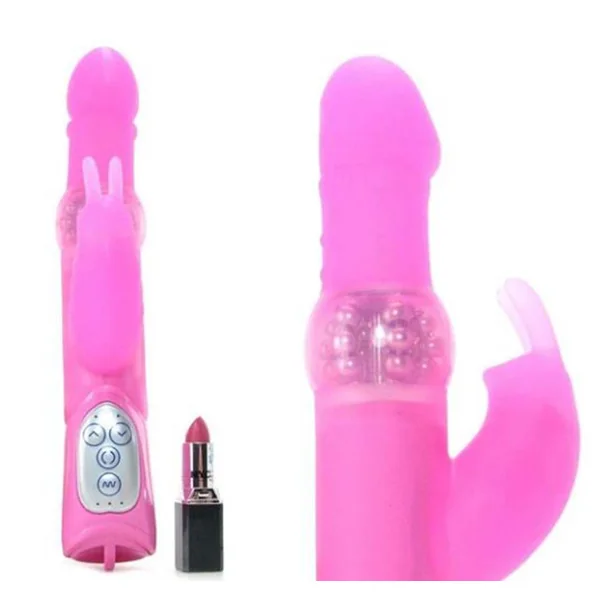 Silicone Jack Rabbit Vibrator Waterproof 5 Inch Pink
