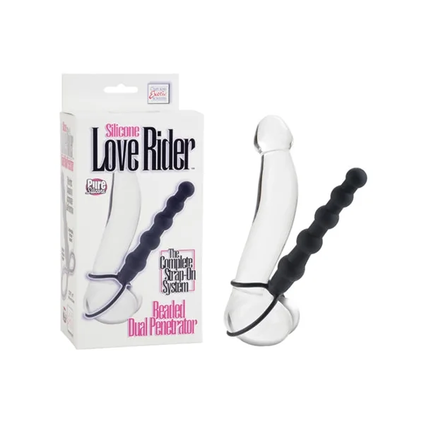 Silicone Love Rider Beaded Dual Penetrator - Black