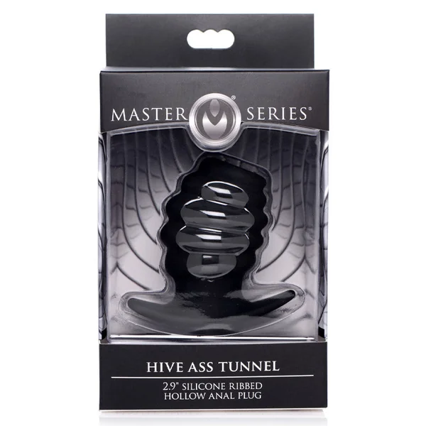 Silicone Ribbed Hollow Anal Plug - Small