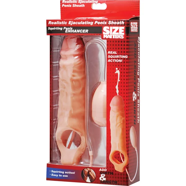 Size Matters Realistic Ejaculating Penis Sheath Squirting Penis Enhancer Flesh