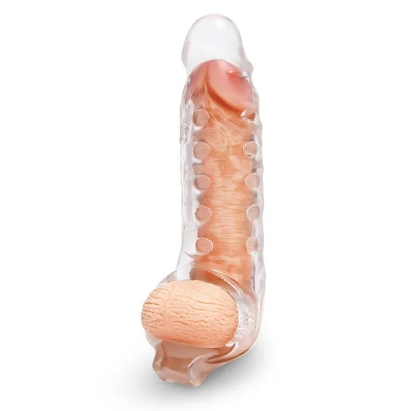 Size Up Studded Clear View Penis Extender with Ball Loop 1in