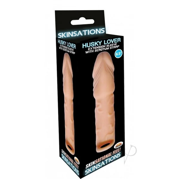 Skinsations Husky Lover Extension Sleeve with Scrotum Strap 6.5in - Vanilla