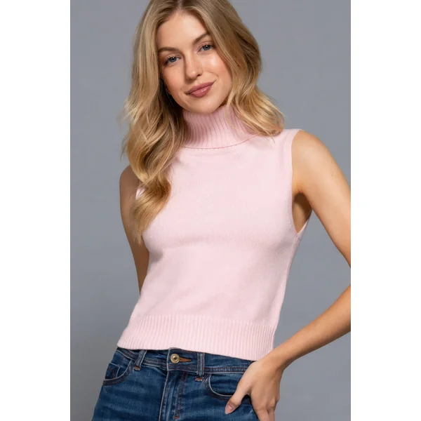 Sleeveless Turtle Neck Sweater Top