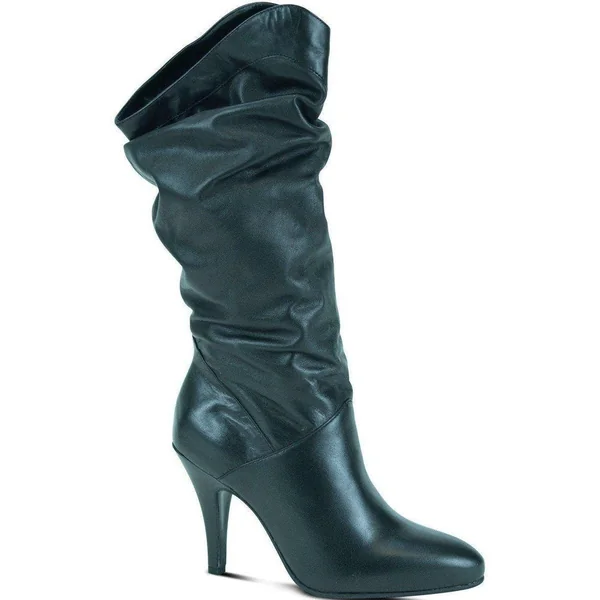 Slouch Boot - Wide Black Leather