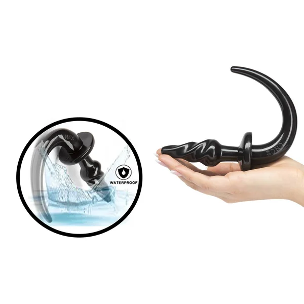 Sono No 10 Rubber Butt Plug With Tail Waterproof Black 4 Inch