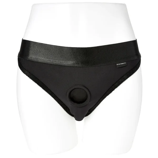 SportSheets Em.Ex. Silhouette O-Ring Crotchless Harness - Black