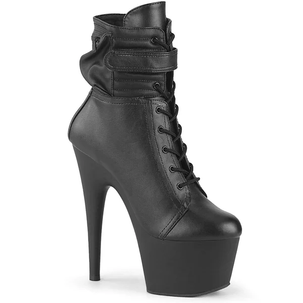 SS-ADORE-1020POUCH Ankle Boot | Black Faux Leather