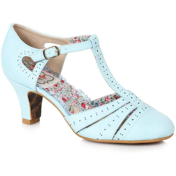 SS-Bettie Page Maisie Vintage Pump | Blue Faux Leather