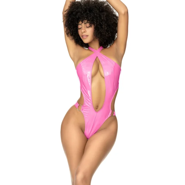 SS-Gloss Pink Halter Neck Monokini