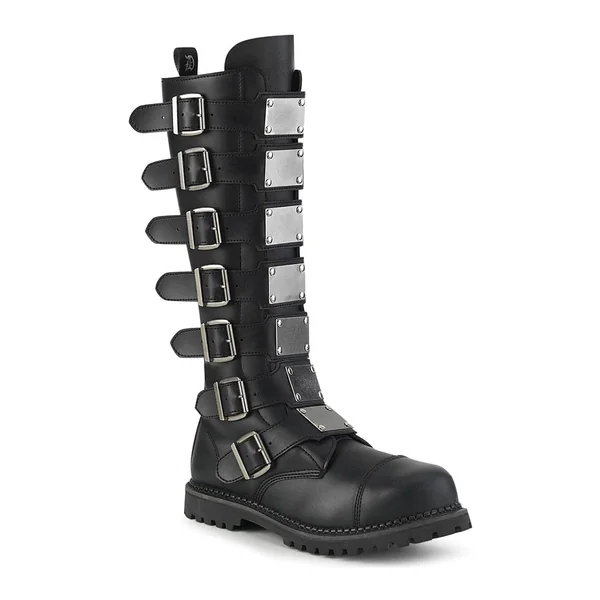 SS-RIOT-21MP Black Vegan Leather Knee Boot