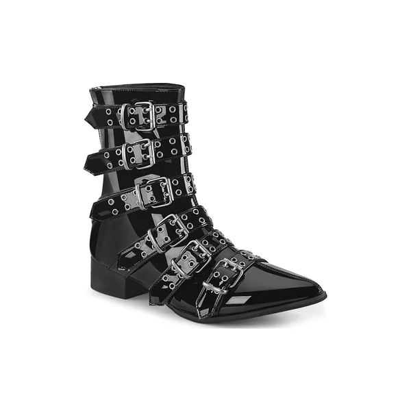 SS-WARLOCK-70 Black Patent Knee Boot