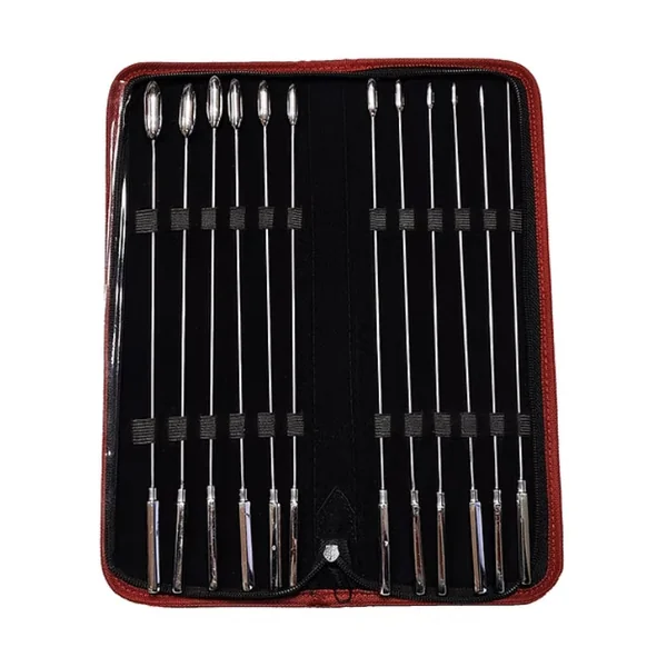 Stainless Steel 12-piece Rosebud Urethral Sound Kit