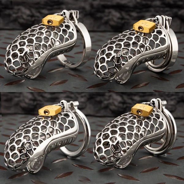 Stainless Steel Hollow Sliver Snake Chastity Device Metal Cock Cage