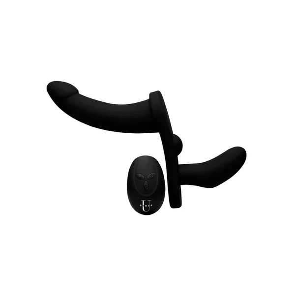 Strap U Double Take Double Penetration Rechargeable Silicone Vibrating Strap-On Harness