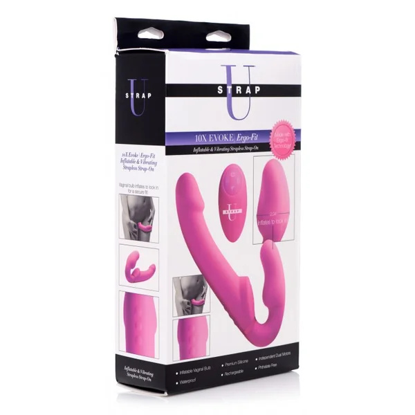 Strap U Evoke Ergo Fit Strapless Strap On Dildo w/Remote - Pink