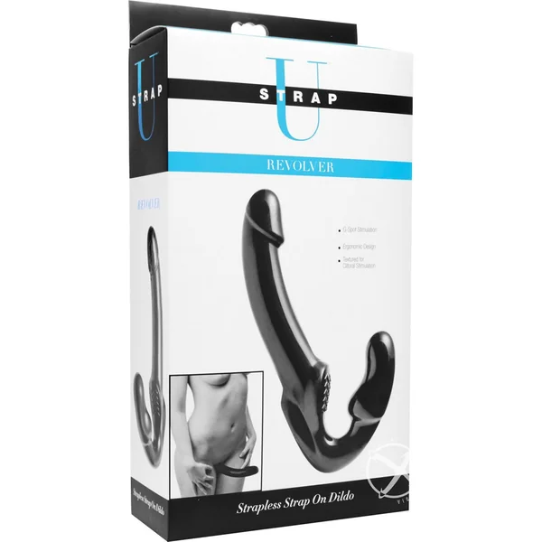 Strap U Revolver Strapless Strap On Dildo Black