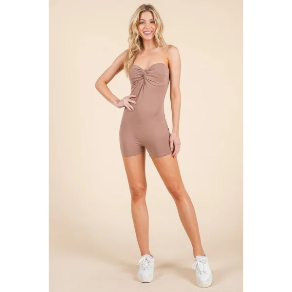 Strapless Twisted Detail Biker Suit