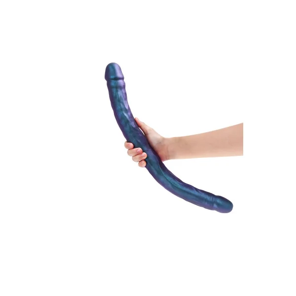 Strap-On-Me Double Dong Realistic Dildo, 17.7 Inch Total Length, 1.8 Inch Max Width, Snaky Metallic Color