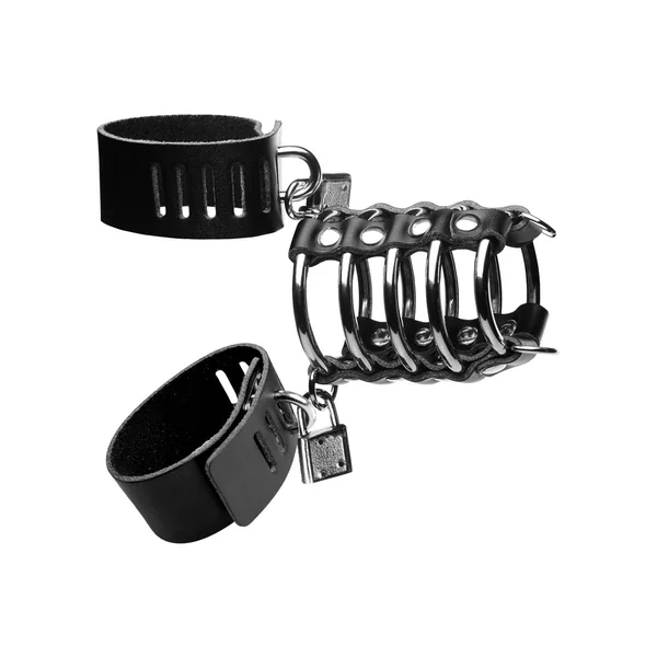 Strict 5 Ring Chastity Device With Cock And Ball Strap Metal