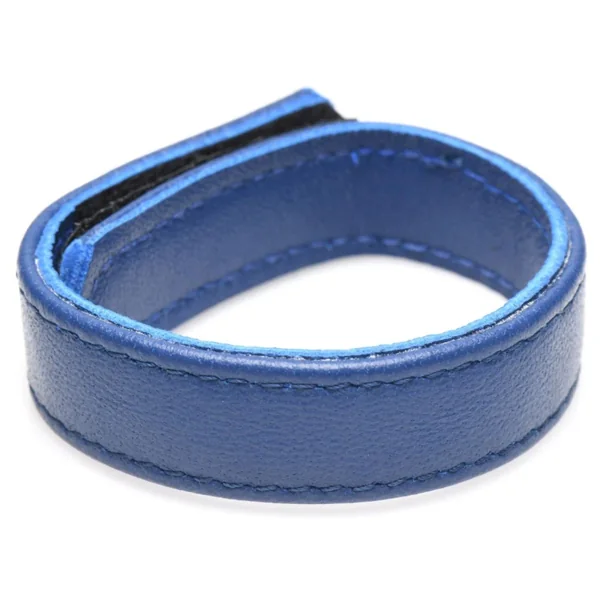 Strict Leather Cock Gear Leather & Velcro Cock Ring Blue