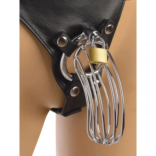 Strict Leather Male Chastity Device Harness Cock Cage Chastity Harness