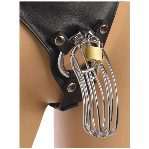 Strict Leather Male Chastity Device Harness