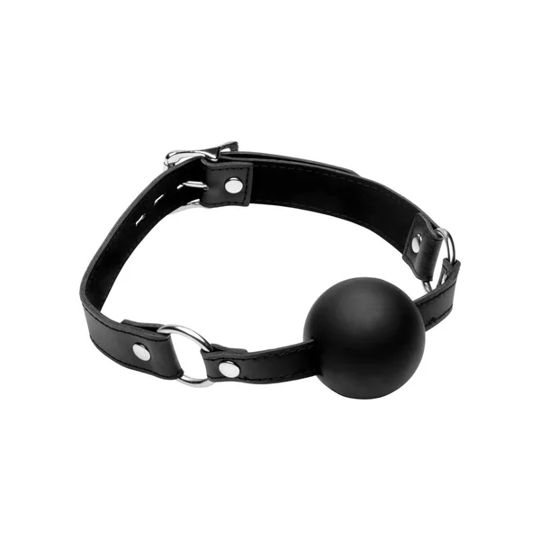 Strict XL Ball Gag Silicone And Leather And Metal Black