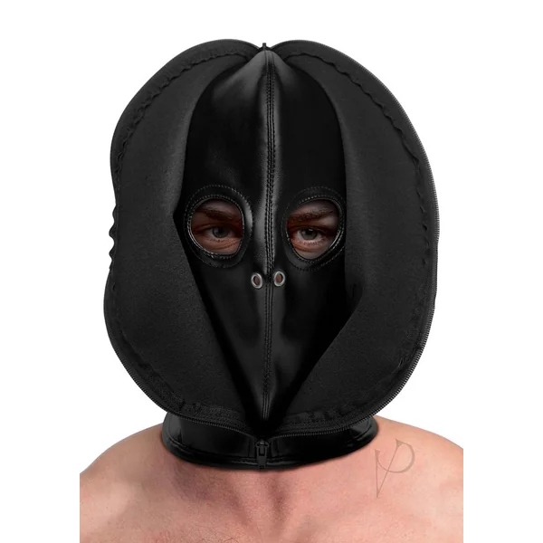Strict Zip Front Lightweight PU Leather Bondage Sex Hood