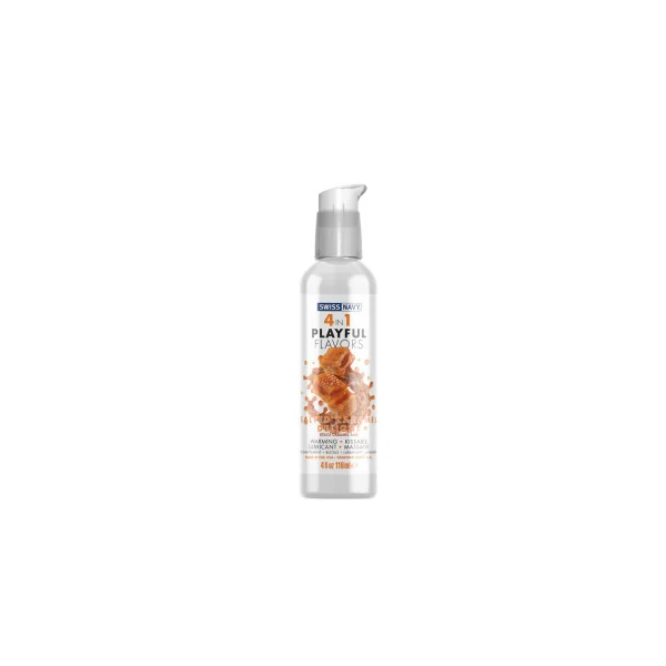 Swiss Navy 4 in 1 Playful Flavors Warming Flavored Lubricant, Salted Caramel Delight, 4 oz.