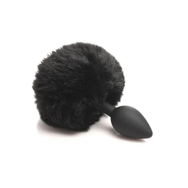 Tailz Fluffy Bunny Tail Silicone Plug – Black