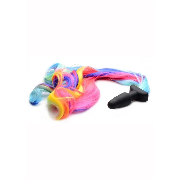 Tailz Pony Tail Anal Plug Silicone Rainbow 4.25 Inches