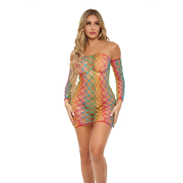 Taste The Rainbow Mini Dress With Sleeves Erotic Clothing
