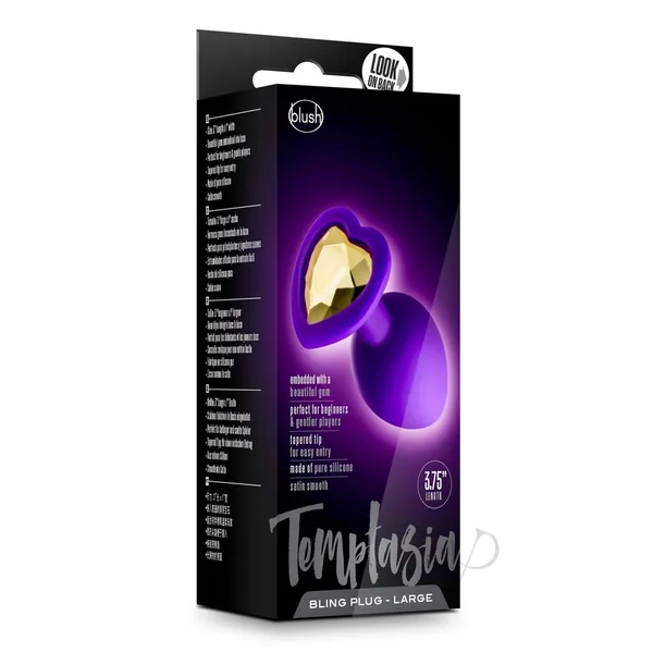 Temptasia Bling Silicone Anal Plug Large 3.75in - Purple